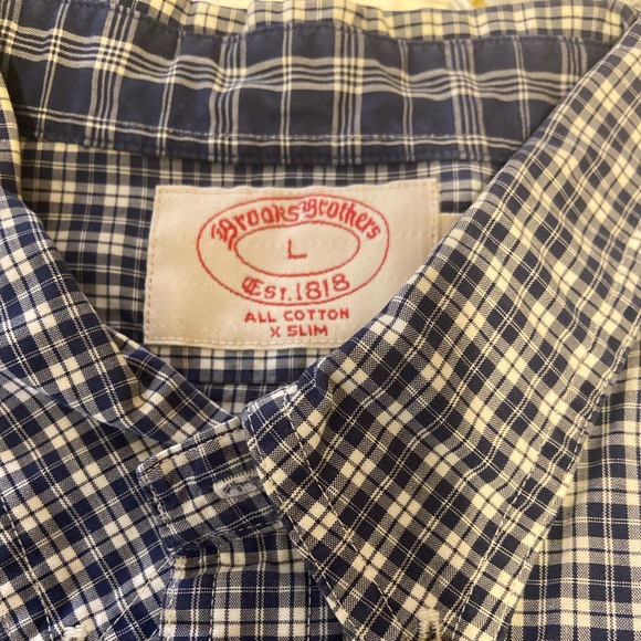 💥Flash Sale💥Brooks Brothers” Est. 1818 X Slim Navy Print Shirt - Picture 3 of 3